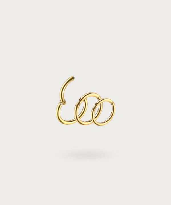 Close-up of the Paulina Forward Helix Hoop Piercing, highlighting the superior quality of the three-dimensional titanium
