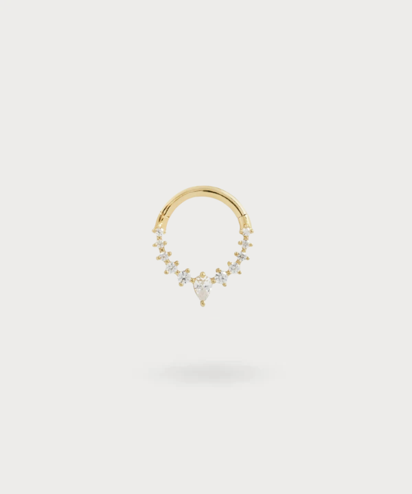 "Bella helix hoop piercing adorned with shiny zircons"