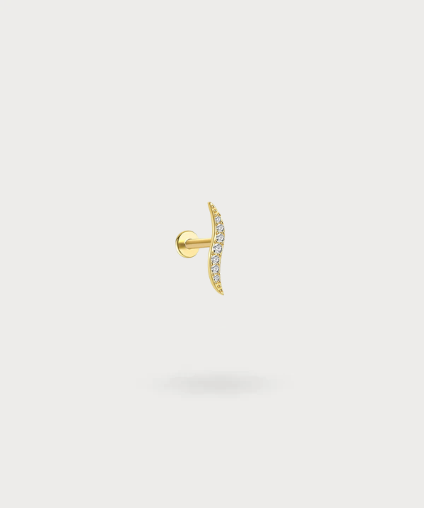 Yellen Lobe Piercing with Crescent Design in Zircons