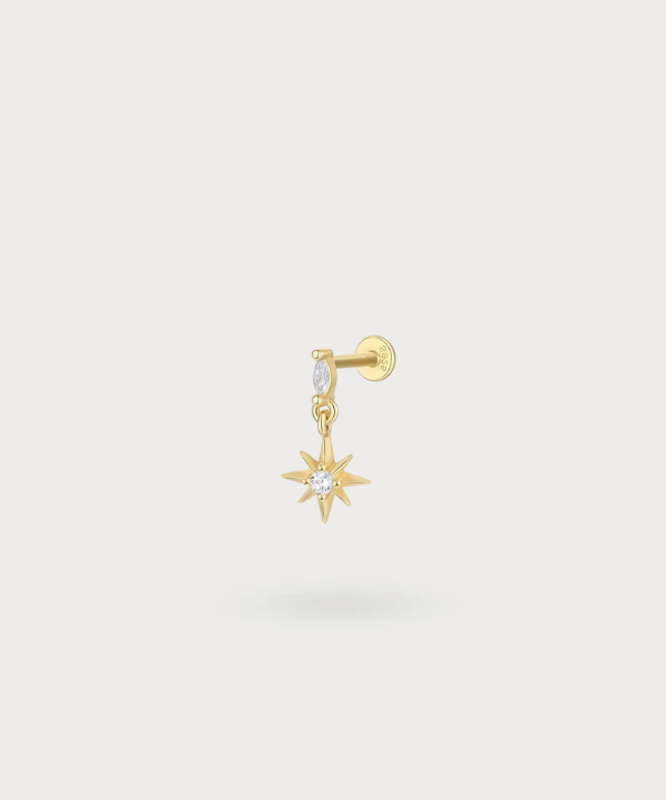 Ilargi helix piercing with star and zircon for an astral shine