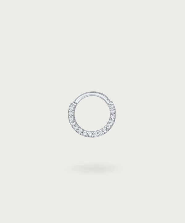 Earlobe Hoop Zircon Piercing - Silver