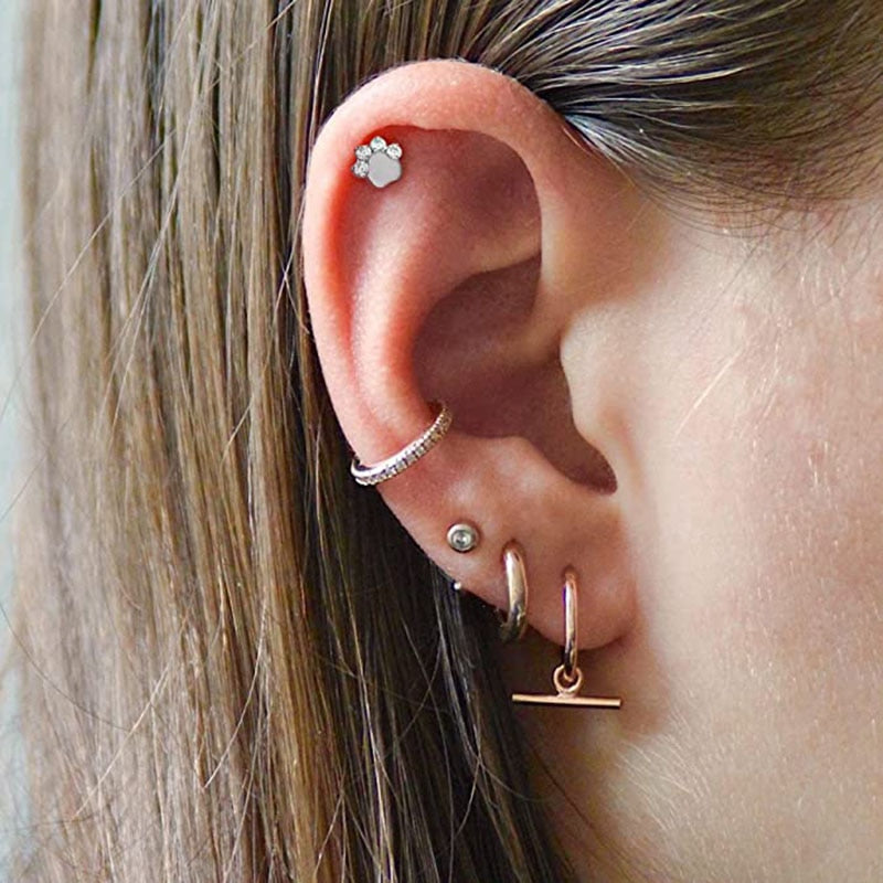 flat piercing silver titanium for women