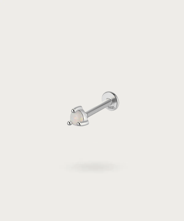 Helix piercing with opal silver
