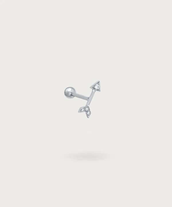 silver Tragus arrow piercing