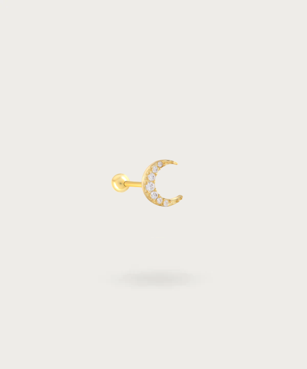 golden moon piercing with zircons