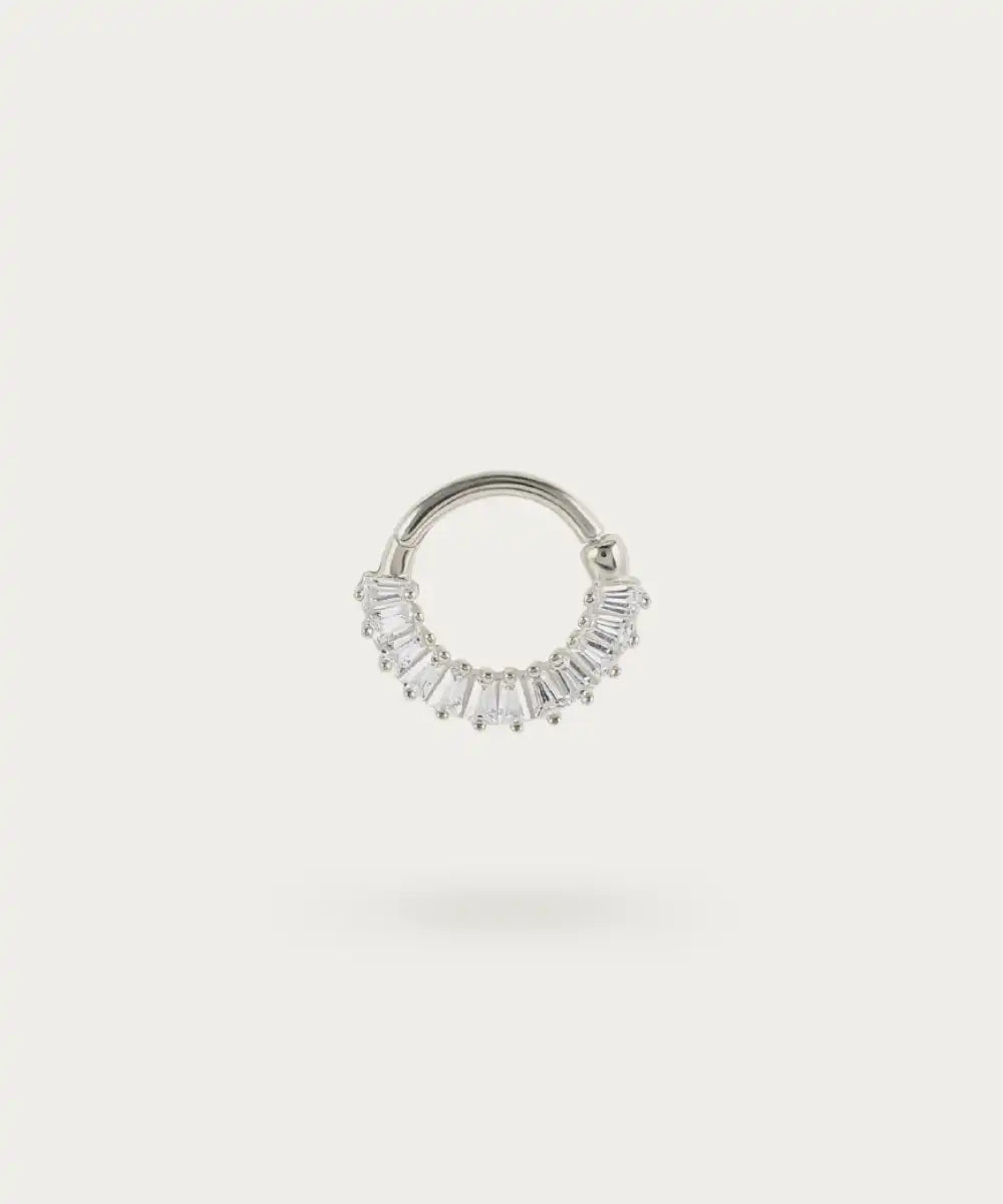 "Silver Ear Hoop Piercing front view"