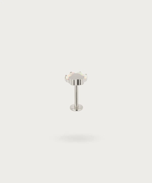 flat piercing silver titanium and zircon
