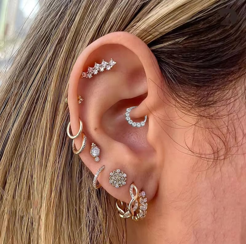 women wearing a daith piercing by Luna Piercings