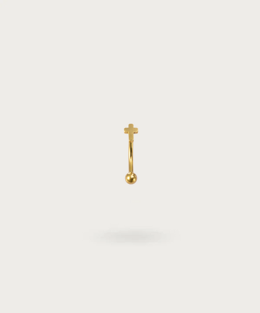 gold cross rook piercing