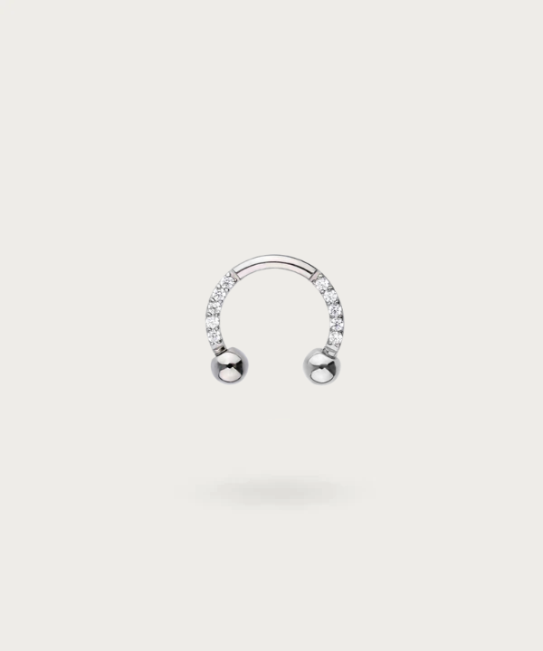 silver titanium horseshoe Rook piercing