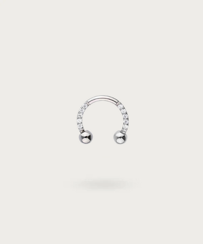 silver titanium horseshoe Rook piercing