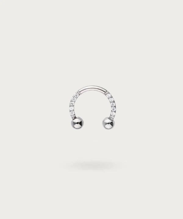 silver titanium horseshoe conch piercing