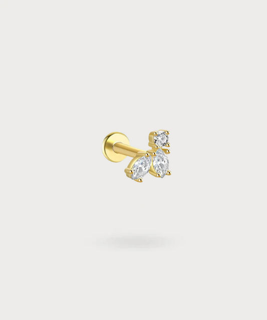 Carmen Flat Piercing adorned with marquise-cut zircons on gold plating