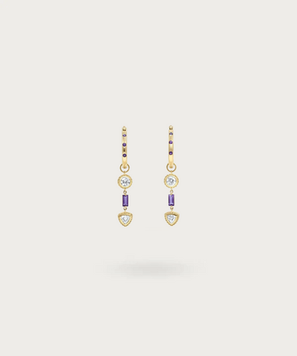 Elevate your style with Karla's hoop earrings, adorned with a mesmerizing blend of white and violet zirconia for a dazzling contrast.