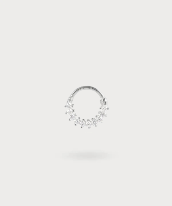 Adoración piercing ring in 925 sterling silver, embellished with radiant zirconia.