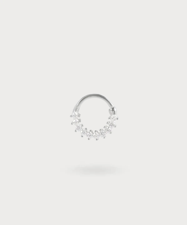 Adoración Snug piercing ring in 925 sterling silver, embellished with radiant zirconia.