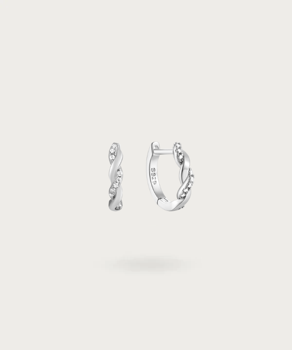 Modern and sophisticated: Liliana's silver hoops with zirconia highlights.