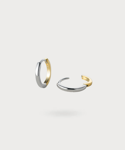 "Dual-tone silver and gold-plated hoop earrings"