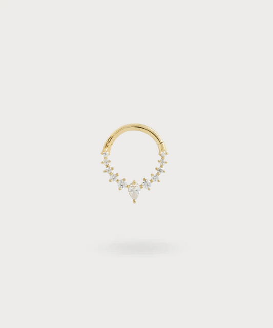 "Bella helix hoop piercing adorned with shiny zircons"