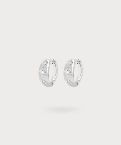 "Laia earrings, 925 silver ring illuminated by sparkling zircons"