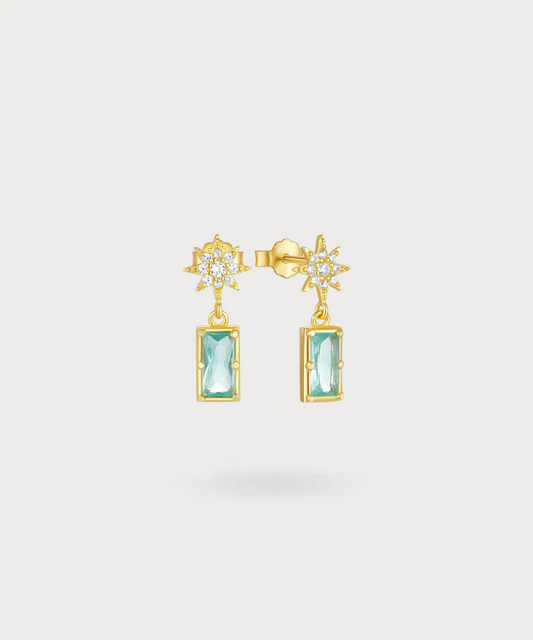 "Anatola long earrings, where the sparkle of the sun meets the calm of the ocean."