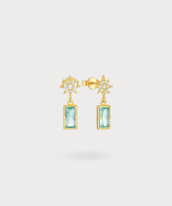 "Anatola long earrings: a fusion of sun's radiance and ocean's tranquility."