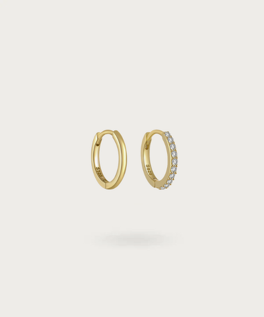 Elegant mismatched gold-coated silver hoop earrings by Sienna.