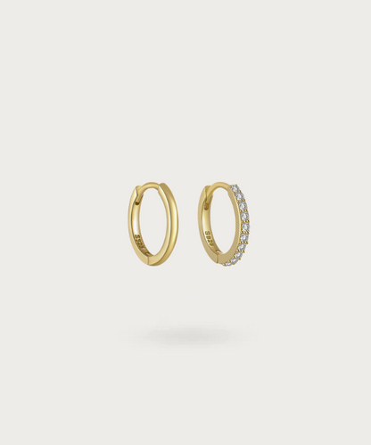 Elegant mismatched gold-coated silver hoop earrings by Sienna.