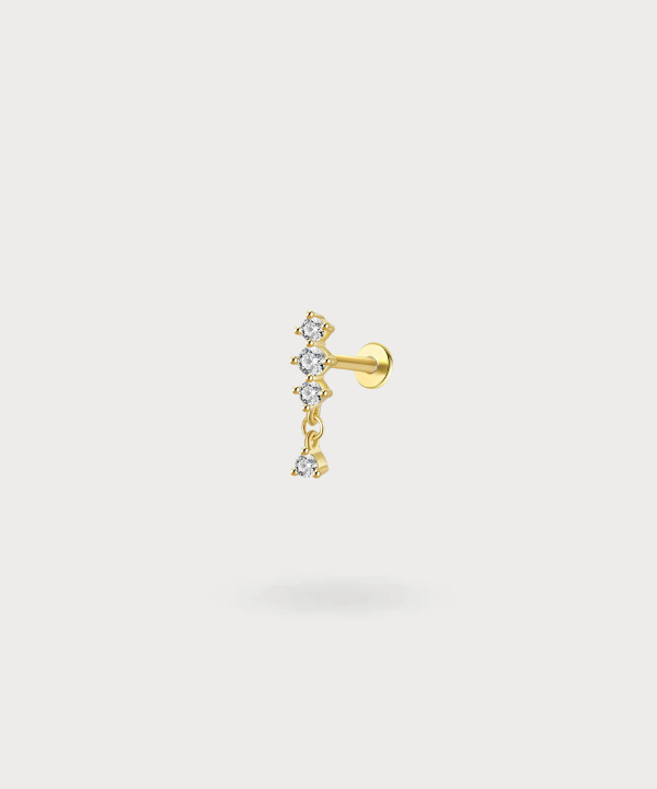 Telma Flat Piercing featuring bright marquise-cut zircons on gold plating