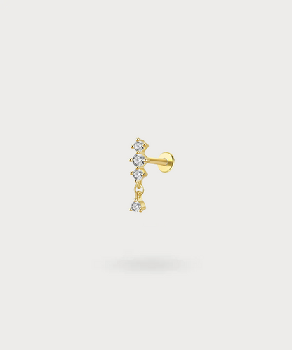 Telma Flat Piercing featuring bright marquise-cut zircons on gold plating