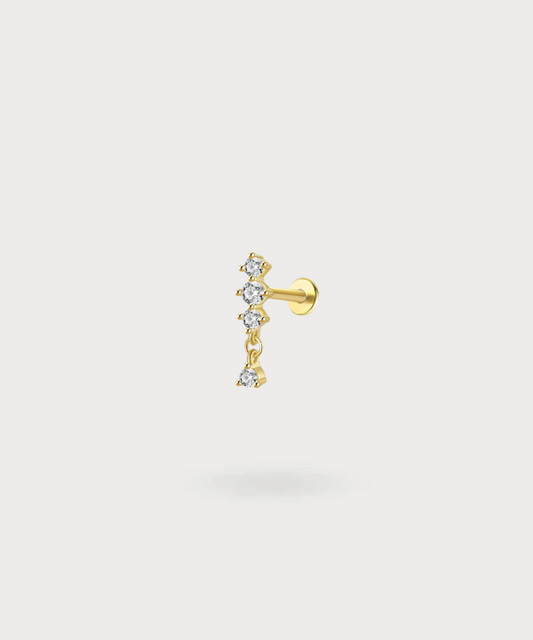 Telma Helix Piercing featuring a floral zircon design on gold plating.