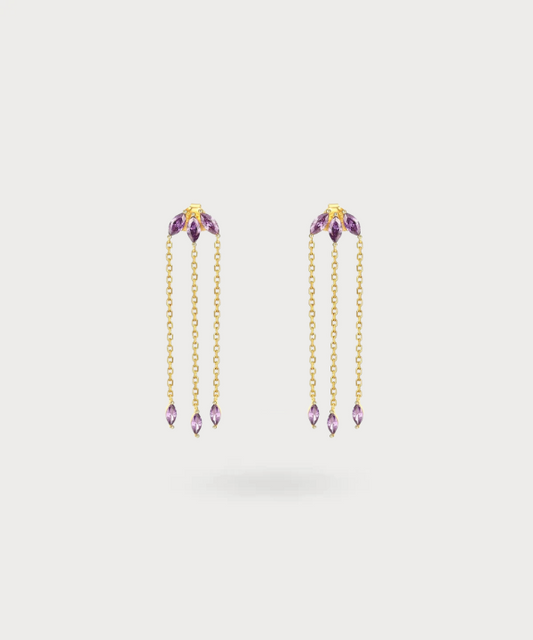 Elegant Victoria earrings with zircons in amethyst