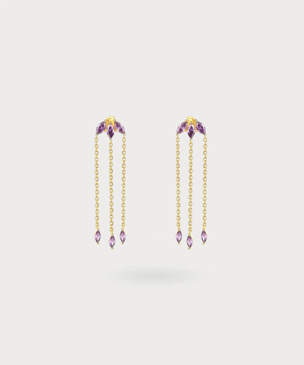 Elegant Victoria earrings with zircons in amethyst