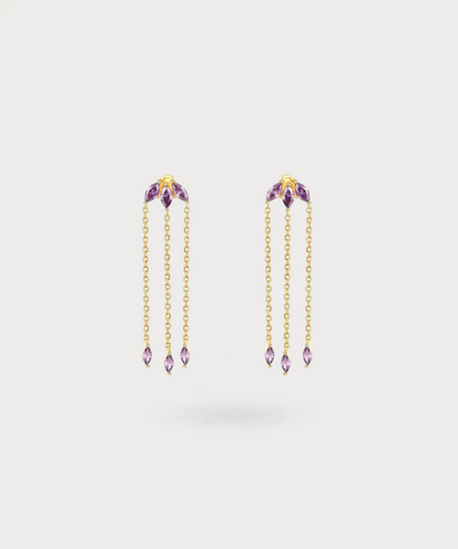 Elegant Victoria earrings with zircons in amethyst