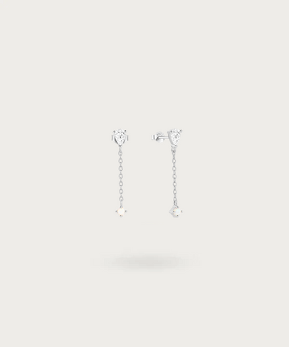 Sterling silver Long Earrings Zirconia and Opal