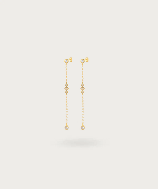 Illuminate your elegance with Daniela's earrings, featuring a cascade of zirconias on a slender chain.