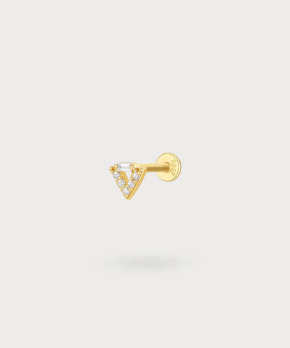 Auxi earlobe jewelry with a triangular design and sparkling zircons, gold finish.

