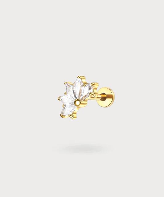 Candela Tragus Piercing, a bloom of zircons on a bed of gold or silver titanium.