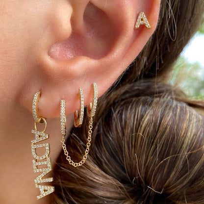 Chain piercing for women with initial letters