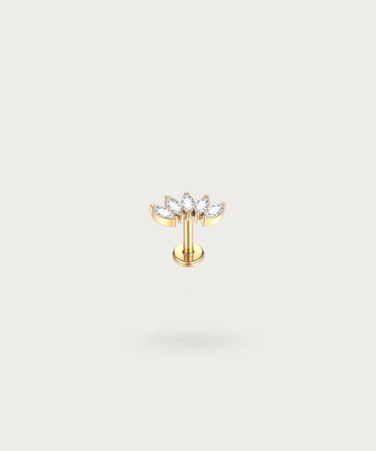 "Gold Plated Zircon Conch Piercing in a sophisticated look."
