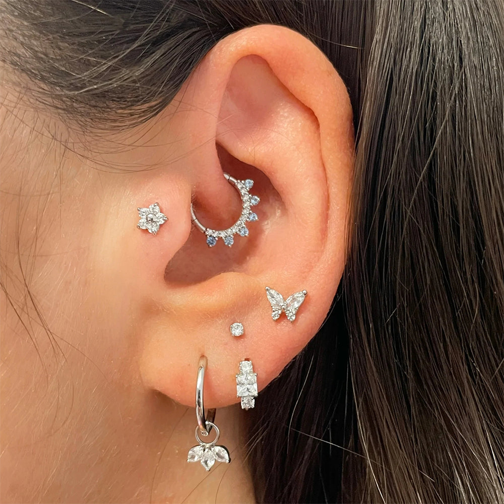 Elegant Gisele hoop earrings showcasing petite zirconias that sway with every move.