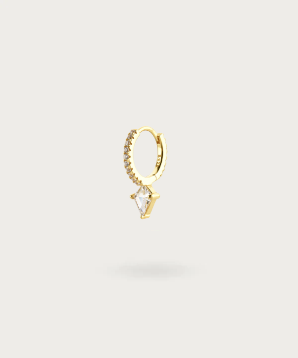 gold-plated earlobe piercing with zircon