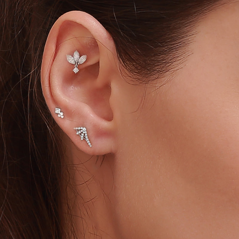 Ear piercing silver ear female