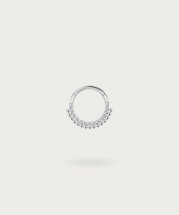 "Snug Hoop Piercing silver on white background"