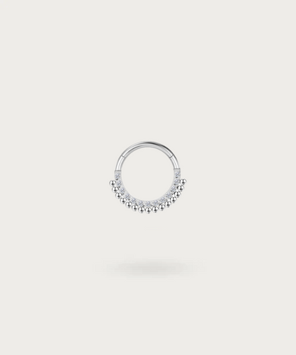 "Snug Hoop Piercing silver on white background"