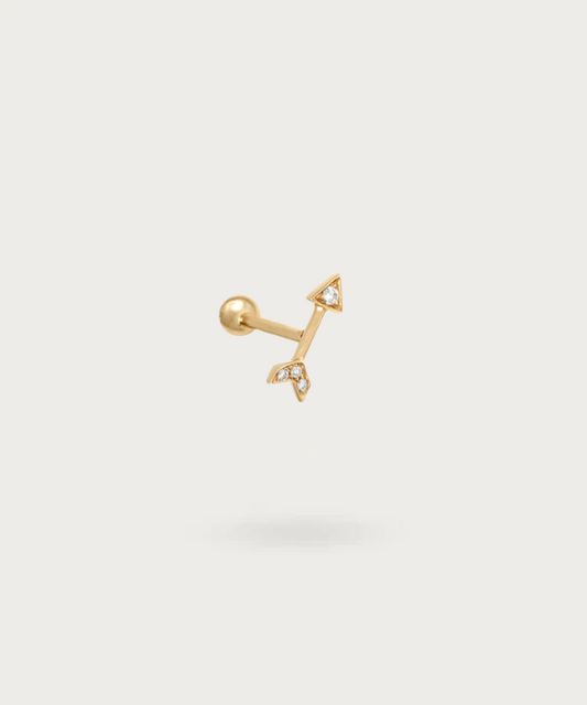gold forward helix arrow piercing