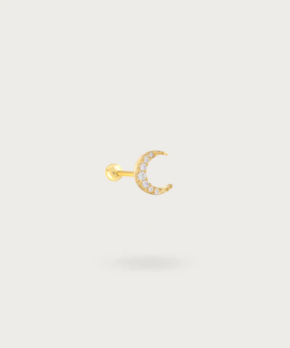 golden moon piercing with zircons